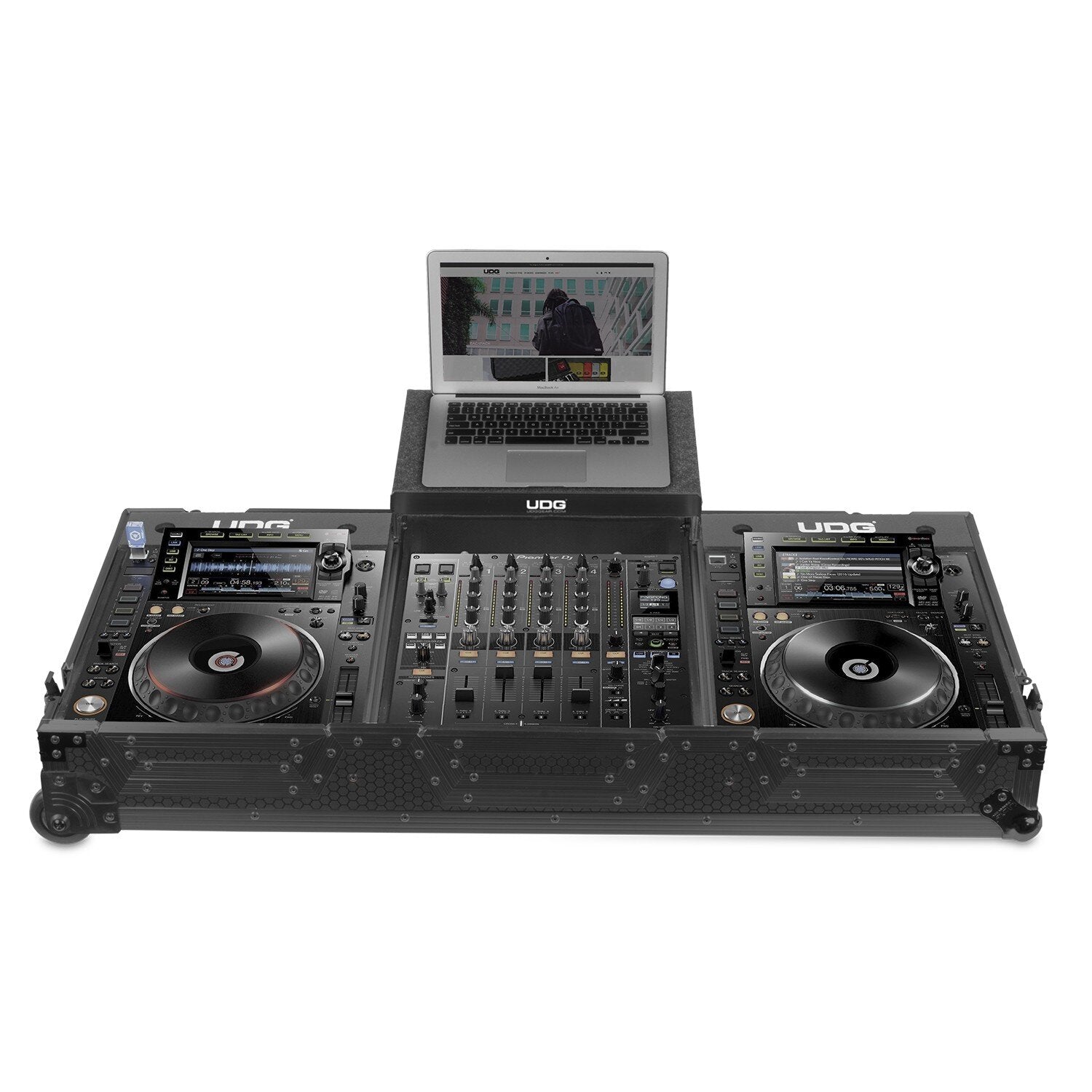 UDG Ultimate Flight Case Pioneer CDJ-2000/ 900NXS2 Black MK2 Plus (Laptop Shelf + Wheels)